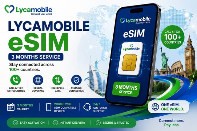 Lycamobile eSIM - 3 Months
